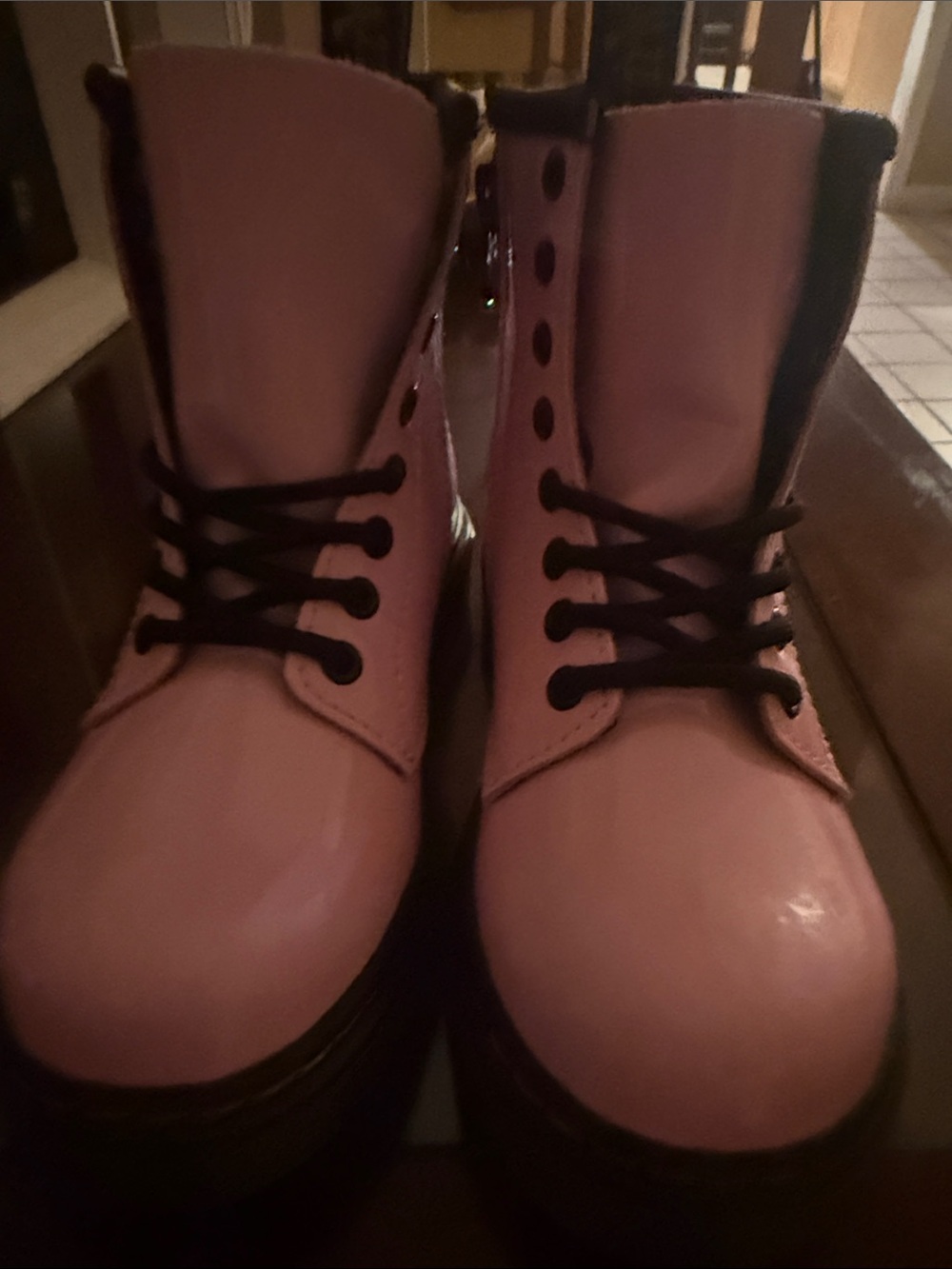 Dr. Martens Pink Lace-Up Combat Boots